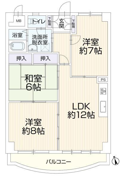 クレール・ボアの間取り|～南向き3LDK　陽当たり良好、全室6帖以上の快適住空間～