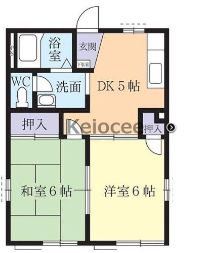 【間取り】 | かすみがうら市宍倉アパート2棟一括 | B棟　2DK×6戸