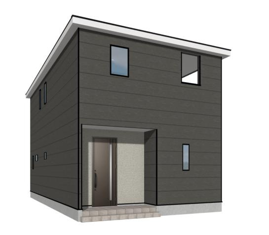 【外観パース】 | 土浦市生田町第4　新築戸建　6号棟 | 小中学校まで、それぞれ徒歩15分圏内！