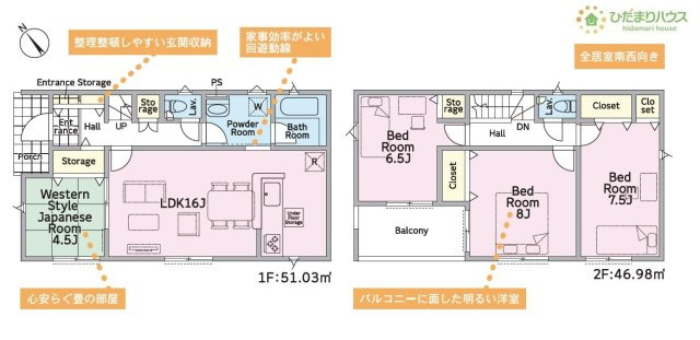 【間取り】 | 土浦市生田町第4　新築戸建　6号棟 | お洋服の多い女性に人気！収納力の高いクローゼット付☆彡
（6号棟）