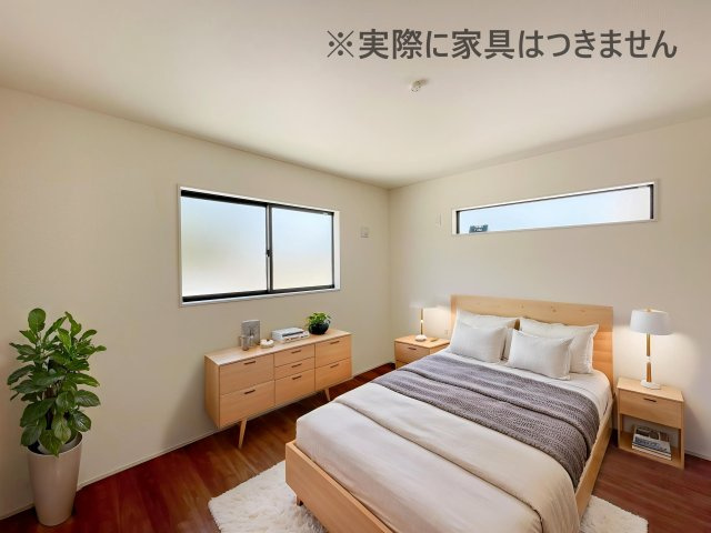 新築戸建・新築建売　太田市第1花香塚町　綿打小学校・綿打中学校の洋室|画像はバーチャルホームステージングの加工による演出で、実際の家具は付きません。