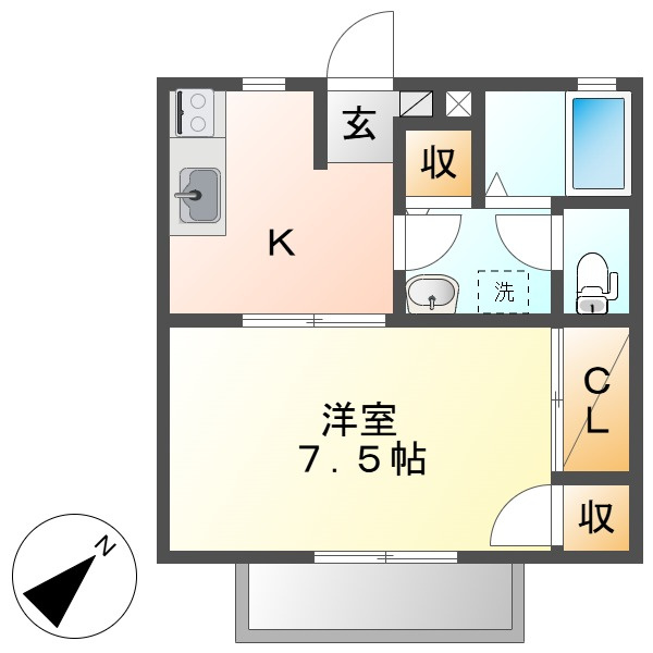 倉敷市有城のアパートの間取り