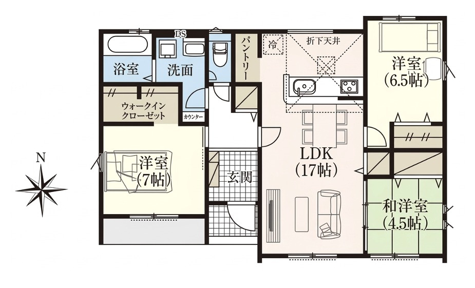 [新築住宅] 行田市矢場 平屋 全2棟の間取り