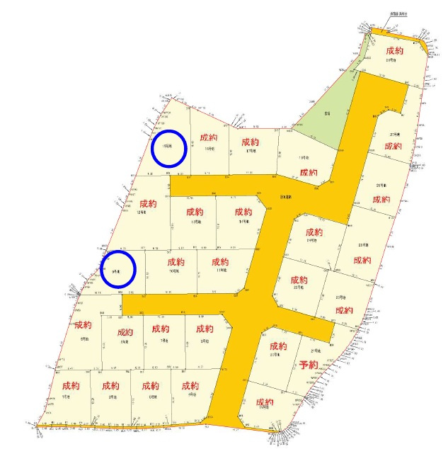 南国市大そね甲　建築条件なし　売土地　9号地（全28区画）の区画図|9号地　129.87㎡　（約39.28坪）