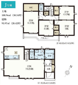 【間取り】 | 【仲介手数料無料！！】府中市南町6丁目　新築戸建て（全11棟）J号棟　5890万円 | J号棟　