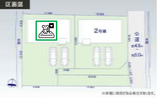 【区画図】 | 前橋市前箱田町　新築住宅 | 駐車スペース広々！駐車も楽々です。