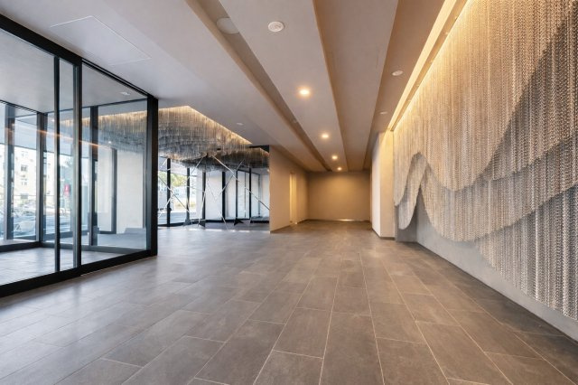 オープンレジデンシア大須FRONTのエントランス|開放感とデザイン性を兼ね備えた迎賓空間