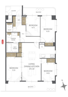 【間取り】ライオンズマンション毘森公園 