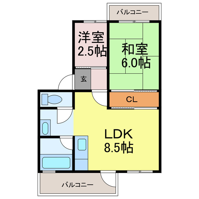砥堀第2コーポラスの間取り