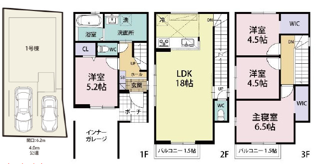 明石市二見町東二見　未入居戸建の間取り|3階建て　4LDK＋WIC2か所です。