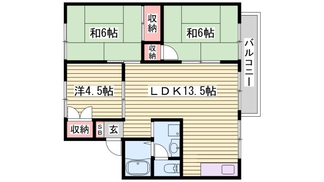 ガーデンハウスB棟の間取り