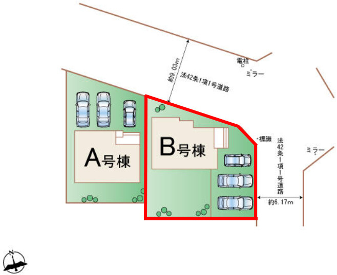 玉村町南玉（全2棟）B号棟の区画図