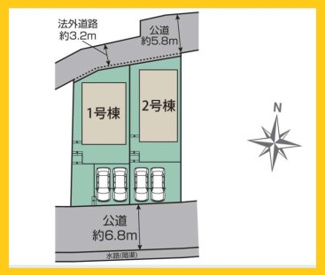 【区画図】 | 藤沢市用田　新築一戸建て　全2棟/今回販売2棟（1号棟） | 配置図