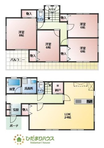 【間取り】 | 小美玉市羽鳥　中古戸建 | 一人部屋が実現できる４LDK間取りです。将来お子様の一人部屋をお考えの方にオススメな物件です。