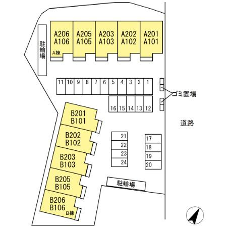 Camelot　B棟の区画図