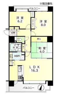 【間取り】 | ドリームアベニュー札幌西 | 南向きで日当り良好♪両面バルコニーで風通し良好な間取りです♪