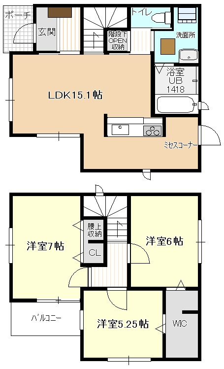 弥勒寺東２－４６ＫＯＤＡＴＥＸⅣ-Ａの間取り