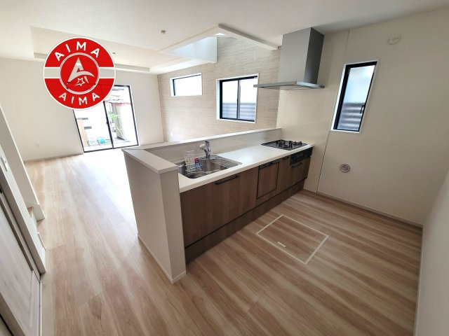 福岡市南区皿山3丁目第7-2棟（1号棟）　のキッチン|洗い物のストレスを軽減する、広々としたシンクスペース。