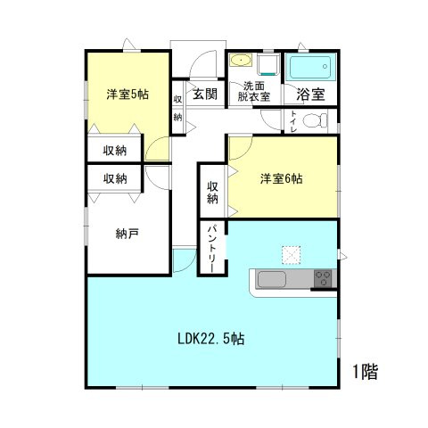 【間取り】 | クレイドルガーデン前橋市北代田町第10-1期ー① | 人気の平屋住宅登場！2LDK+Sの間取りです♪
キッチンパントリーや納戸など収納しっかり完備！