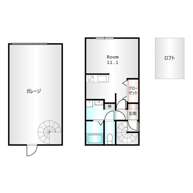 ガレージ付き１Ｒアパートの間取り|他社様掲載物件もまとめてご紹介、ご案内可能です(^^)/