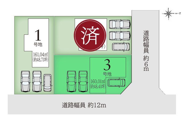 【区画図】 | モクスガーデン前橋市三俣町ー③ | 開放的な北東角地！
嬉しい都市ガス×本下水エリア！