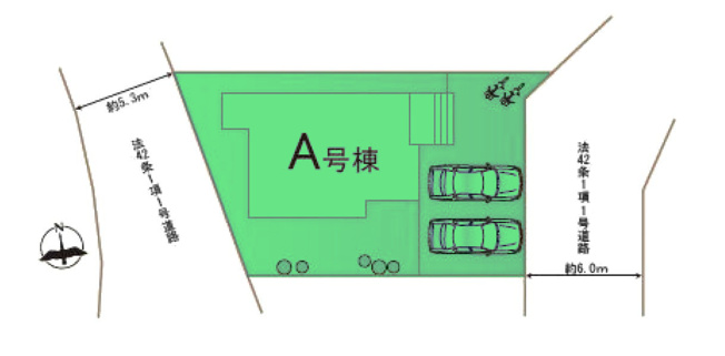 【区画図】 | ハートフルタウン高崎市石原町45ー① | 寺尾小学校、寺尾中学校まで1Km圏内！
カースペースは並列2台駐車可能！
