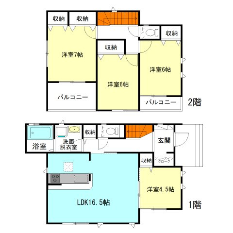 【間取り】 | ハートフルタウン高崎市石原町45ー① | 全居室南向き＋モダンな洋室仕様！
玄関には嬉しいシューズインクローク完備！