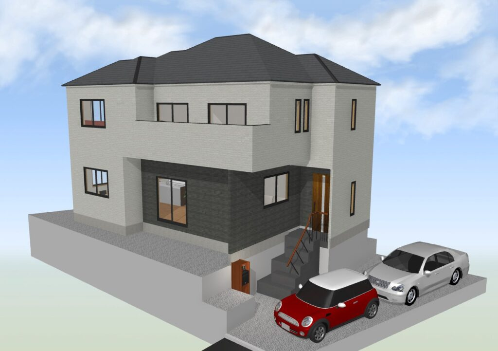 練馬区南大泉5丁目　土地42帖超　省エネ大型住宅　限定1棟の外観パース