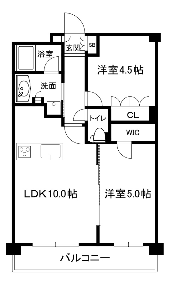 大阪市中央区瓦屋町２丁目の賃貸マンションの間取り