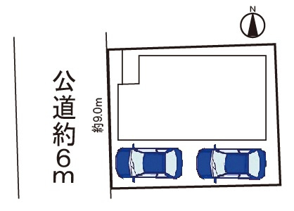 小牧市小牧１丁目　新築戸建の区画図|前面道路６ｍ