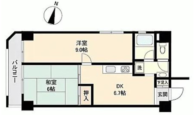 【間取り】 | ミツワハイツ | 北・西向きの角部屋なので、陽当たり・通風良好です！