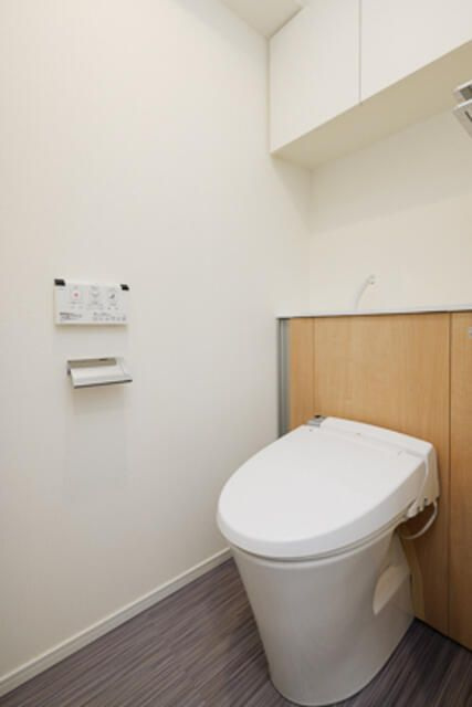 ライズ代々木Ⅲのトイレ|タンクレス温水洗浄便座■ウォールキャビネット収納付き♪