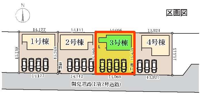 新築　甘楽郡甘楽町金井第2　Livele Garden.S　3号棟の区画図|3号棟　区画図　南側接道幅員約6ｍ

