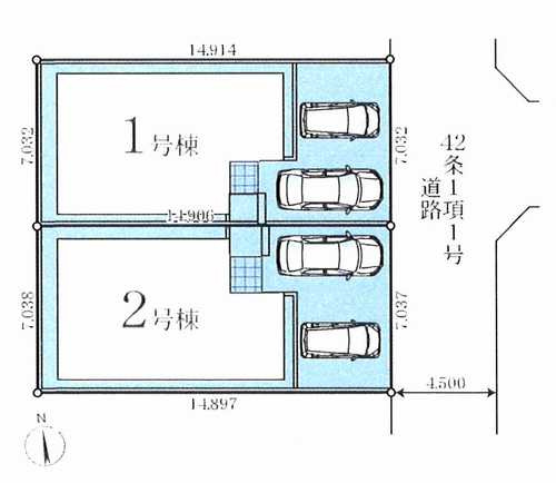 厚木市南町3期　新築戸建全2棟　1号棟の区画図