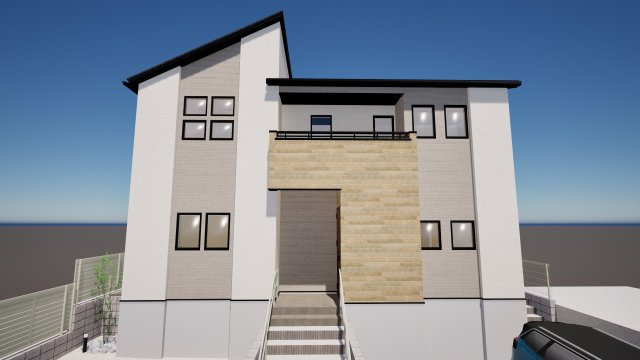 糟屋郡新宮町大字湊4期2号棟の外観パース|外観パースです