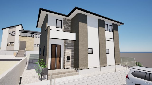 糟屋郡新宮町大字湊4期1号棟の外観パース|外観パースです