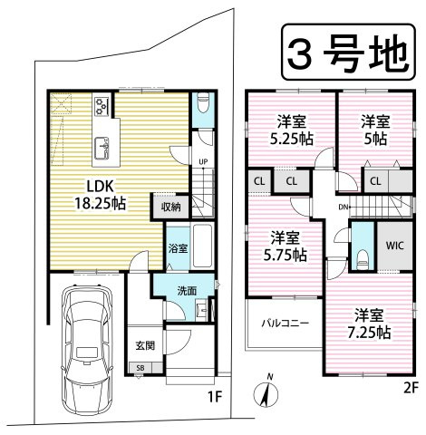 ◆家事動線良好な４ＬＤＫ◆全居室２面採光で陽当たり通風良好◆収納充実◆山科区川田西浦町１期の間取り