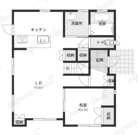 岡山市中区倉富　中古戸建の間取り|１階間取り図