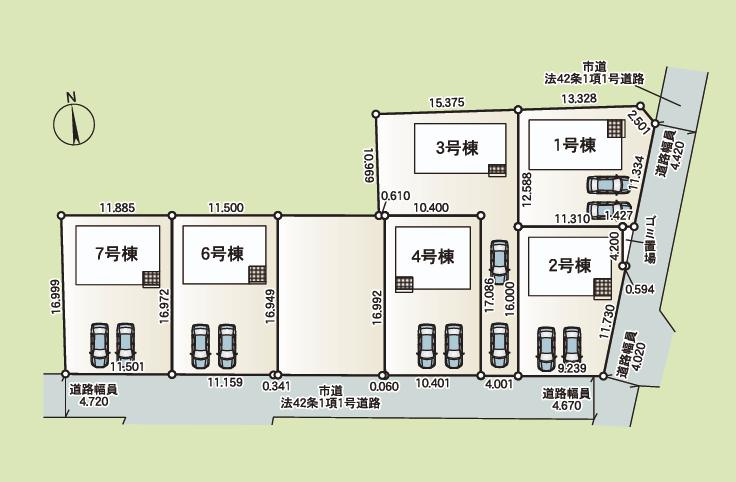 かすみがうら市下稲吉第15　新築戸建　1号棟の区画図