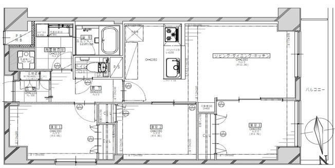 【間取り】 | 目白ガーデニア | 3LDK、専有面積61.35m2、バルコニー面積6.72m2 清潔感あるホワイト調のクロスと温もり溢れるモダンカラーの床材が見事に調和した間取です。