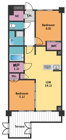 【間取り】 | アトラスシティ千歳烏山グランスイート風ノ棟 | 広々2LDK！設備充実の新築です♪