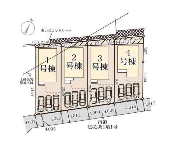 福岡市南区鶴田1丁目第1-4棟（3号棟）の区画図|配置図（3号棟）