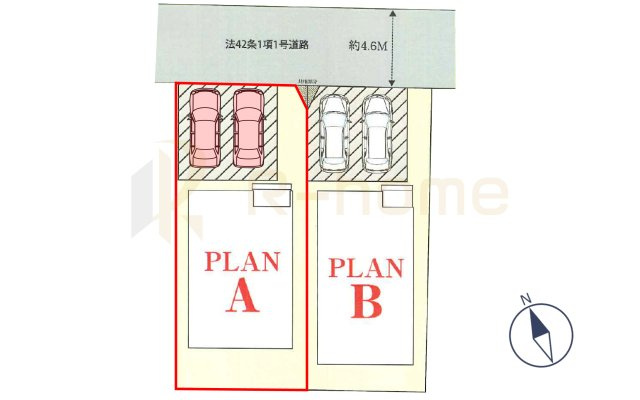 土浦市中村南3丁目　新築戸建て　A号棟の区画図|大きなお買い物だからこそ、メリット・デメリットを伝えさせて頂きます。
R-homeにお任せください♪