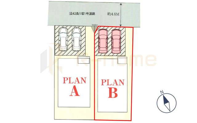 土浦市中村南3丁目　新築戸建て　B号棟の区画図|大きなお買い物だからこそ、メリット・デメリットを伝えさせて頂きます。
R-homeにお任せください♪