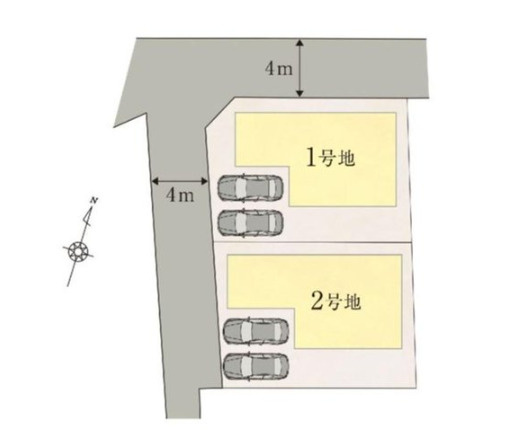 タマタウン土佐山田1号棟　新築一戸建て4LDKSの区画図|1号地は角地で風通し◎