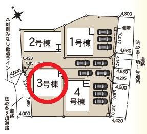 豊田市千足町第6　新築分譲住宅　全4棟　3号棟の区画図