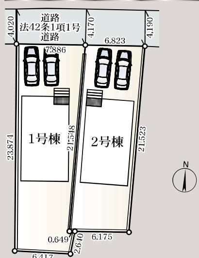【区画図】 | 本庄市児玉町金屋第7　新築戸建 クレイドルガーデン 全2棟 1号棟