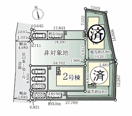 【区画図】 | 【仲介手数料０円】藤沢市石川5期　新築一戸建て　2号棟　全3棟 | 藤沢市石川5期　新築一戸建て　全3棟