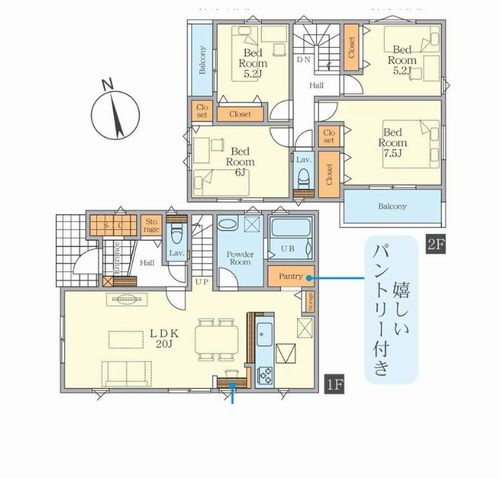 【間取り】 | 【仲介手数料０円】藤沢市石川5期　新築一戸建て　2号棟　全3棟 | 2号棟　藤沢市石川5期　新築一戸建て　全3棟