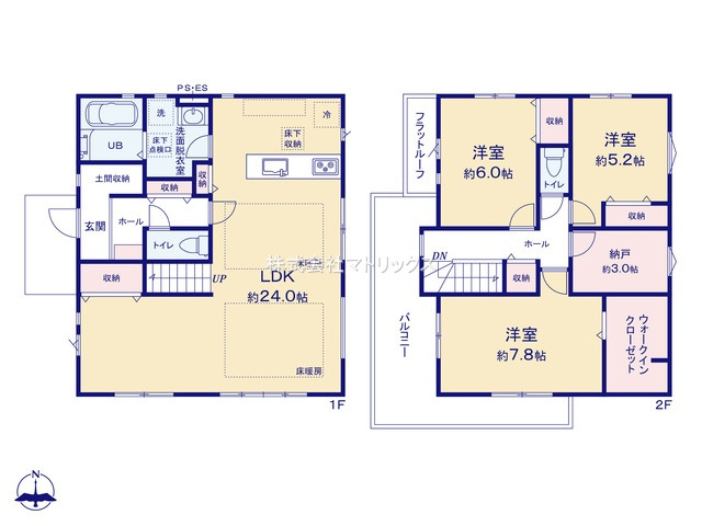 練馬区土支田2丁目　角地×ZEH水準　大型住宅　限定1棟の間取り|3LDK+S+WIC　土地面積113.47ｍ2　建物面積112.61ｍ2